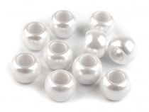 Plastové korálky s velkým průvlekem 11x14 mm perleť