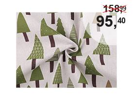 Bavlněná metráž / imitace lnu hrubší, stromečky