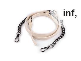 Koženkový popruh / ucho  na kabelku s řetízkem a karabinami šíře 1,5 cm