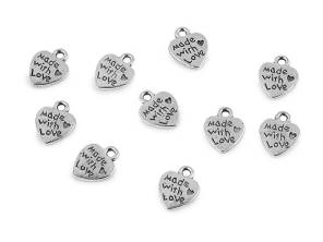Přívěsek srdce Made with love 10x12 mm