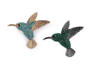 Brož s broušenými kamínky kolibřík