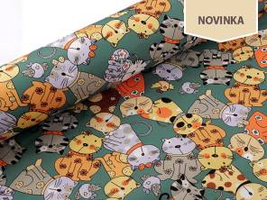 Látka PES s potiskem kočky