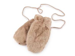 Dětské kožešinové rukavice palčáky s tlapkou a šňůrou