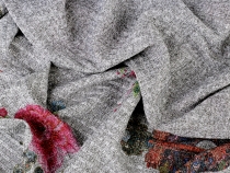 Pletenina žebrovaná dvoubarevná květy a mandaly s lurexem