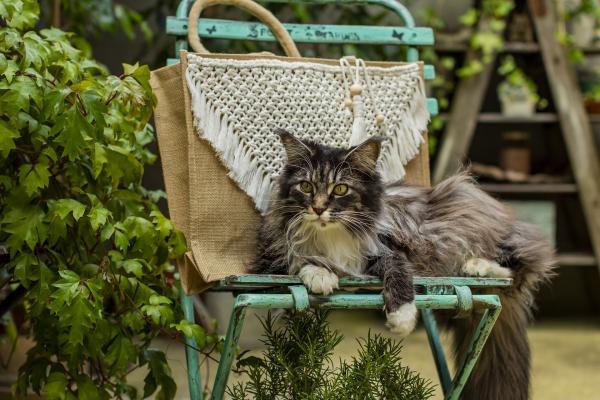 Jutová taška zdobená macrame aplikací